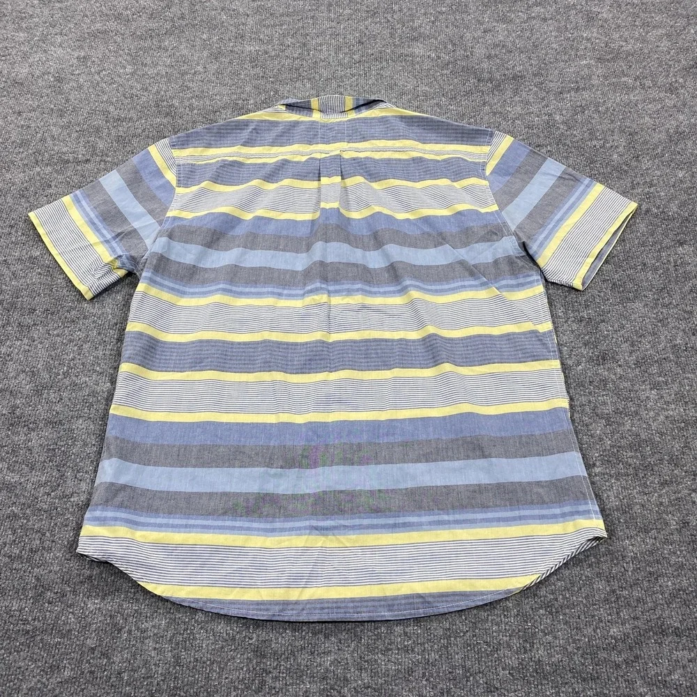 Levi's Shirt Mens XL Blue Striped Short Sleeve Button Up Casual Cotton Polyester